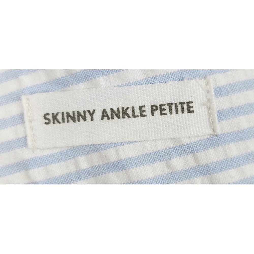 Loft Outlet Skinny Ankle Petite Pants Blue White Seersucker Striped‎ Trousers